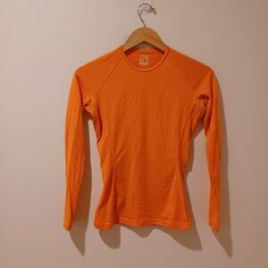 Icebreaker Oasis Shirt Women's Merino Wool 200 Long Sleeve Orange Crew XS * Hole
